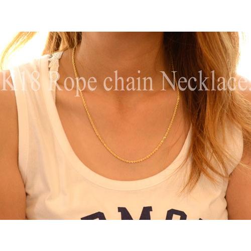 K18 ロープ チェーン ネックレス 50cm 中空 18金 イエローゴールド