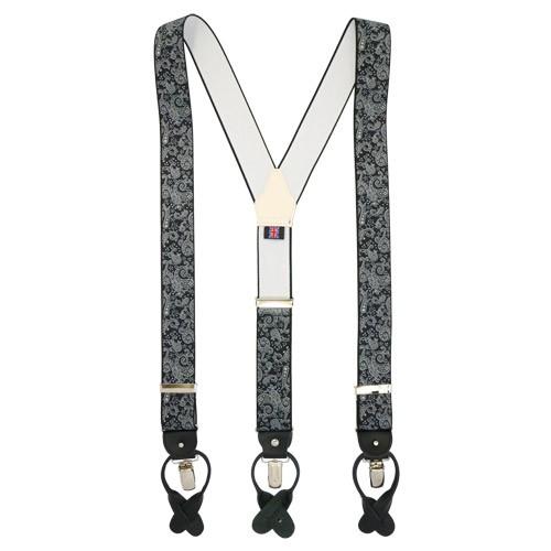 アルバートサーストン サスペンダー ペイズリー グレー ブラック