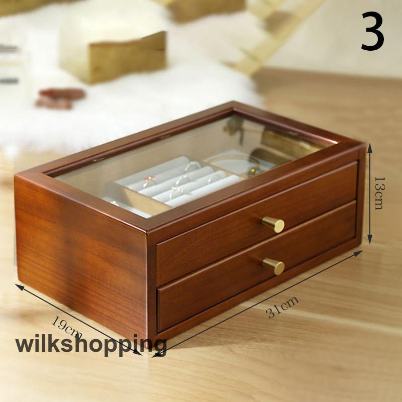 ジュエリーボックス 木製 引き出し式 大容量 2段 アクセサリーケース