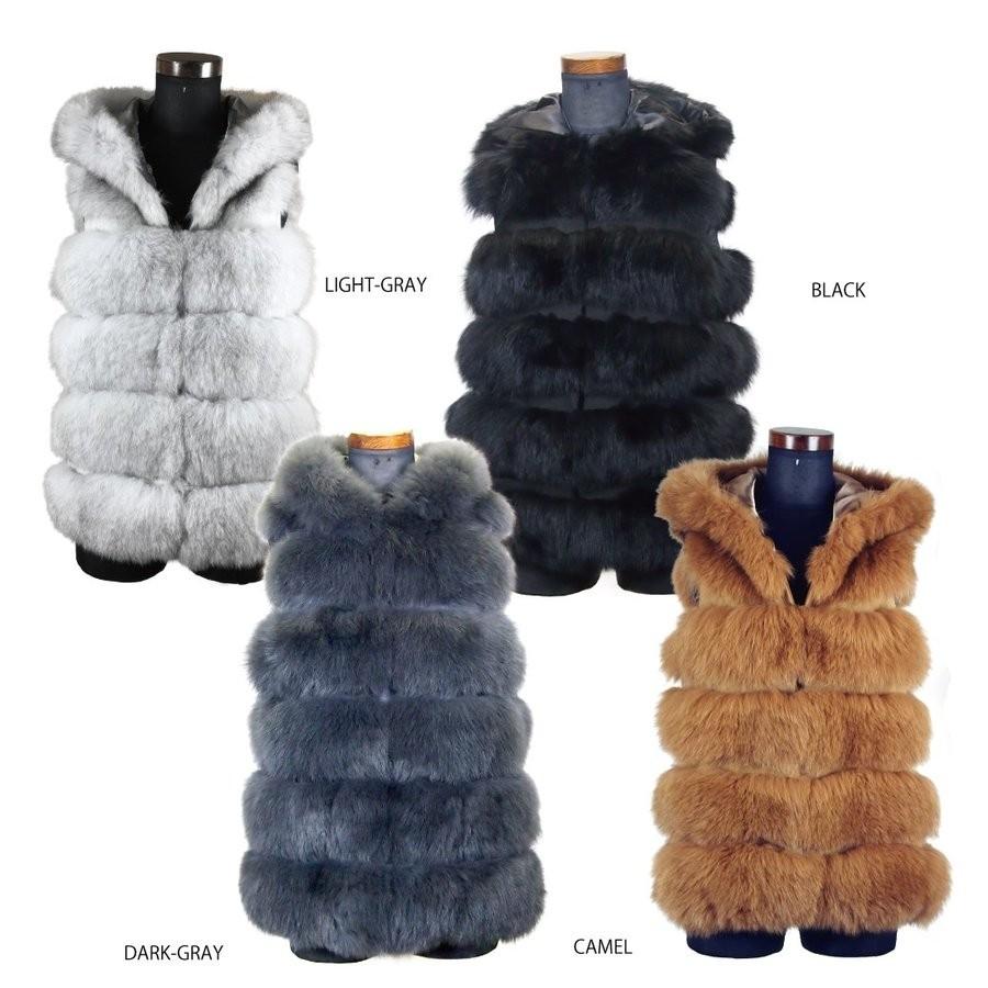 AnneCoquine（アンコキーヌ） フード付 リアルFOXファー ベスト（7031