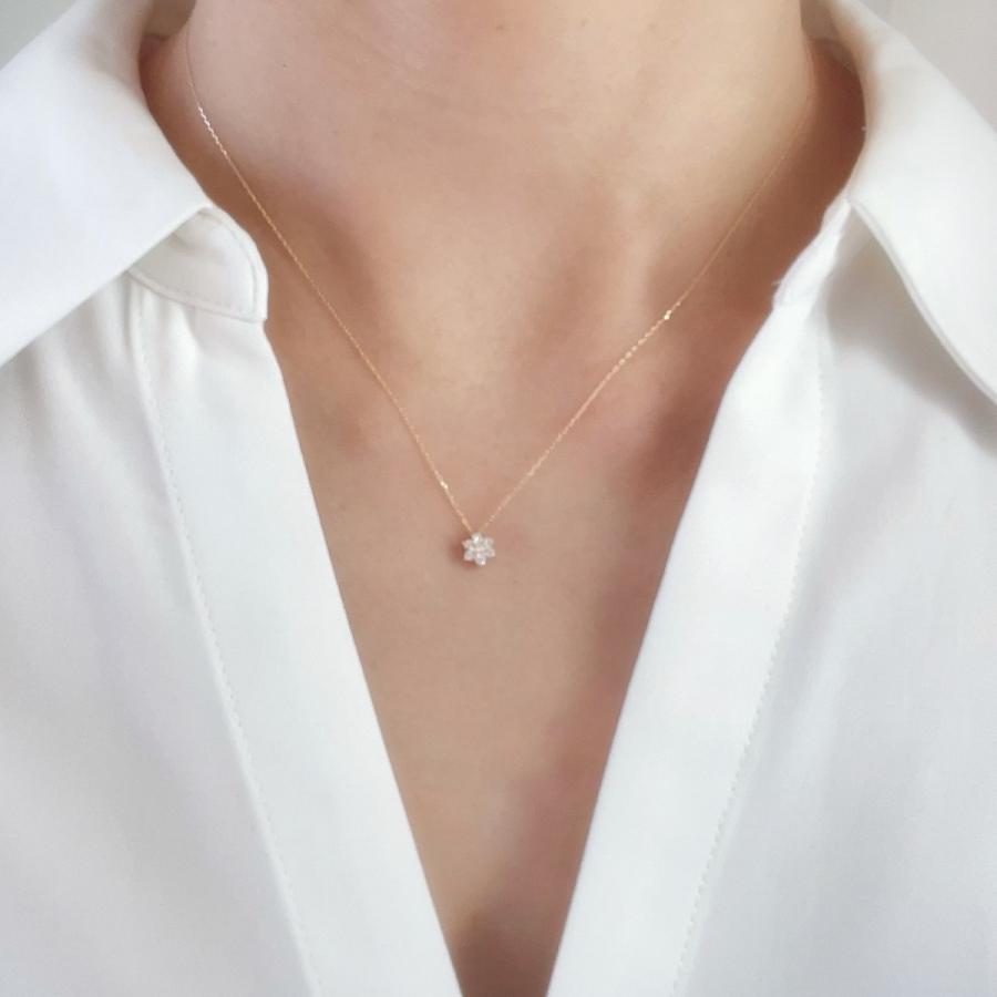 ネックレス 18金 K18 ダイヤモンド 0.1ct 天然 ダイヤ 華奢 シンプル