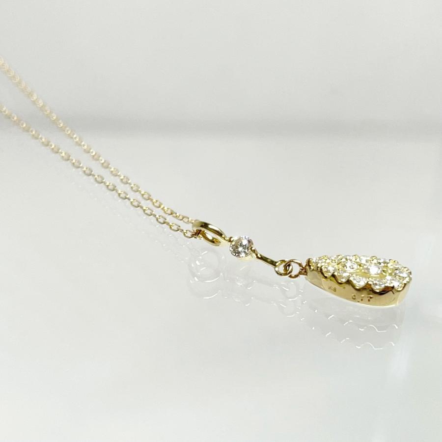 ダイヤモンド ネックレス K18 雫 揺れる ティアドロップ しずく型 0