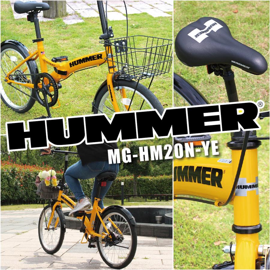 福岡限定 HUMMER 折りたたみ自転車 イエロー ノーパンクタイヤ HUMMER