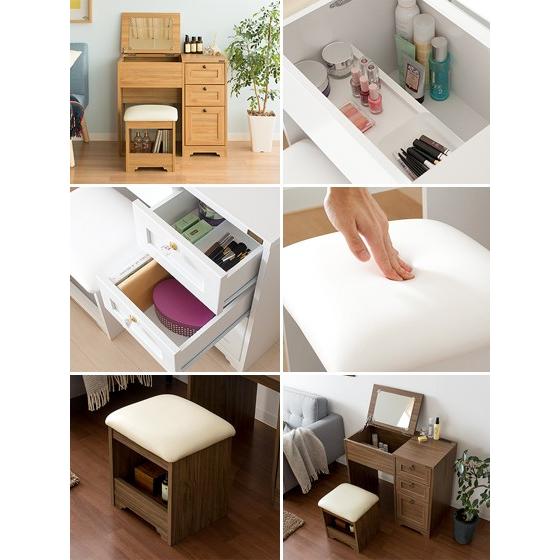 4FUL（フォーフル） ドレッサー おしゃれ 椅子付き 鏡台 一面鏡 化粧台