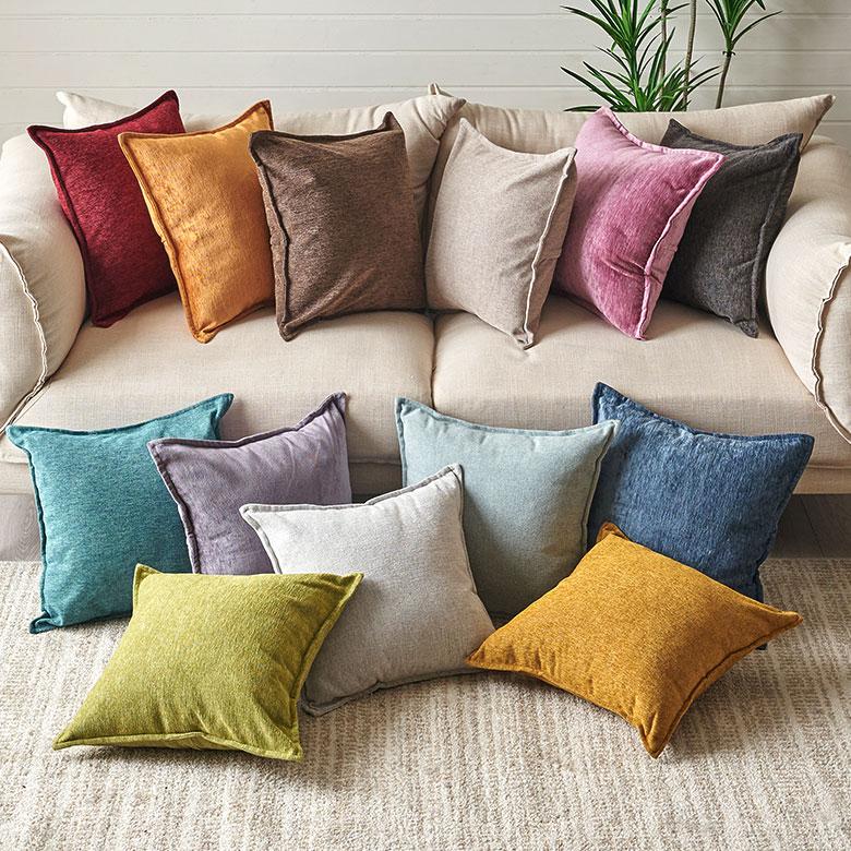 メール便対応 ベロア 調 クッション カバー 45×45 無地 13色 おしゃれ