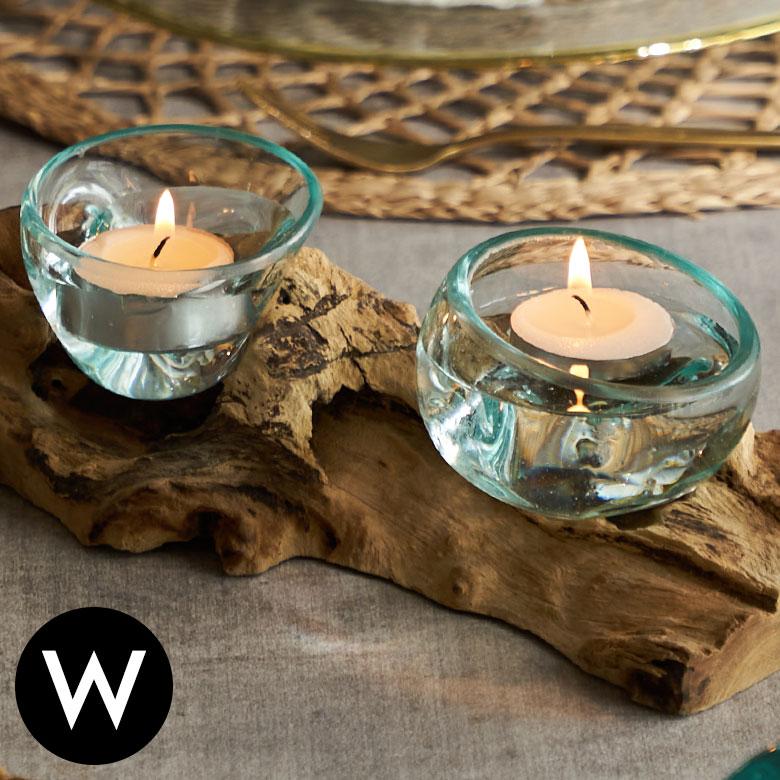 キャンドルホルダー ガラス 古木 インテリア オブジェ キャンドル