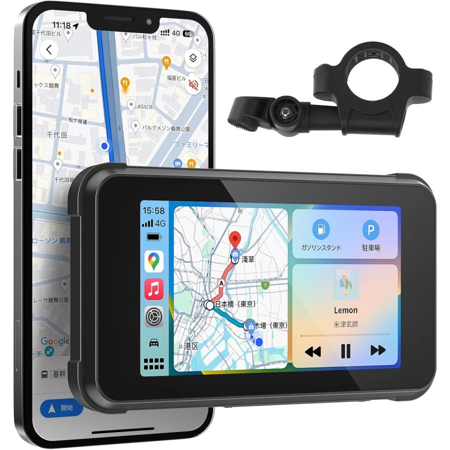 バイク用 スマートモニター バイク ナビ ディスプレイ Carplay/Android