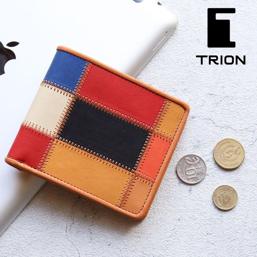 TRION（トライオン） 二つ折り財布 財布 DPC802MR 本革 パネルレザー