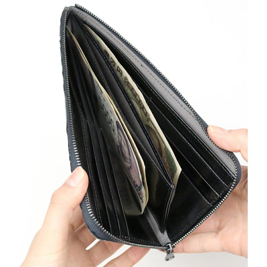 限定品 ZOO(ズー) 墨染め 蛇革 ダイヤモンドパイソン L字ファスナー長