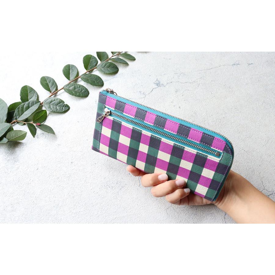 L字ファスナー長財布 薄型 チェック柄 LiBERTE リベルテ マティス 日本