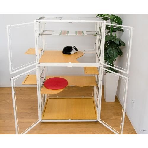 扉と後面がアクリル 猫 ケージ 2段 観音開き W90xD60xH150 cm キャット