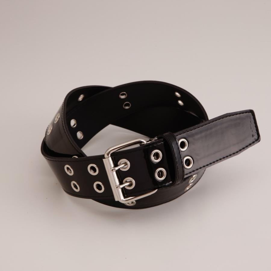 ベルト メンズ 40ミリ エナメル スタッズ ダブルピン 選べる スムース