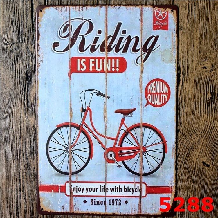 自転車柄 ブリキサイン 自転車 ブリキ看板 自転車モチーフ ブリキ