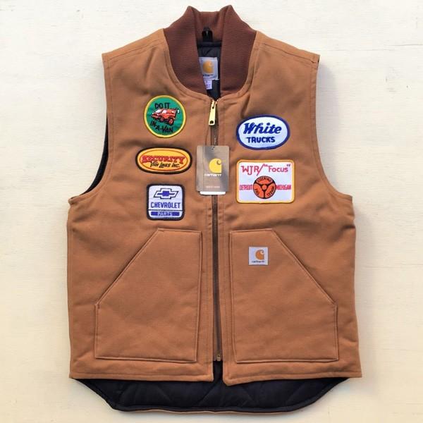Carhartt（カーハート） ワッペン付き ダックベスト ブラウン Sサイズ