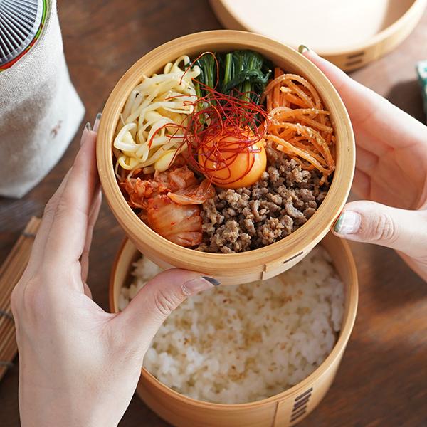 曲げわっぱ 弁当箱 丸二段 栗久 わっぱ弁当 国産 日本製 ギフト 贈り物