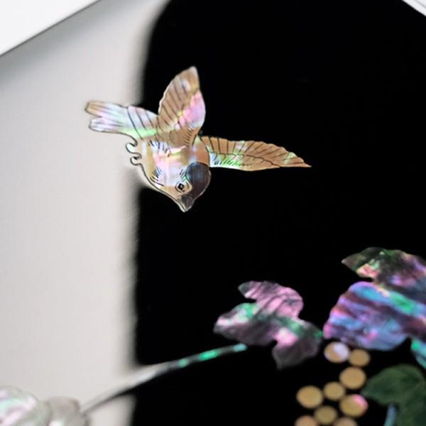 硯箱 螺鈿（らでん） 高岡漆器 ぶどうに雀 : がらんどう 手仕事品と