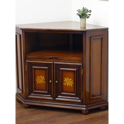 マホガニー アンティーク調 TV台 テレビ台 木製 ラック コーナー 角