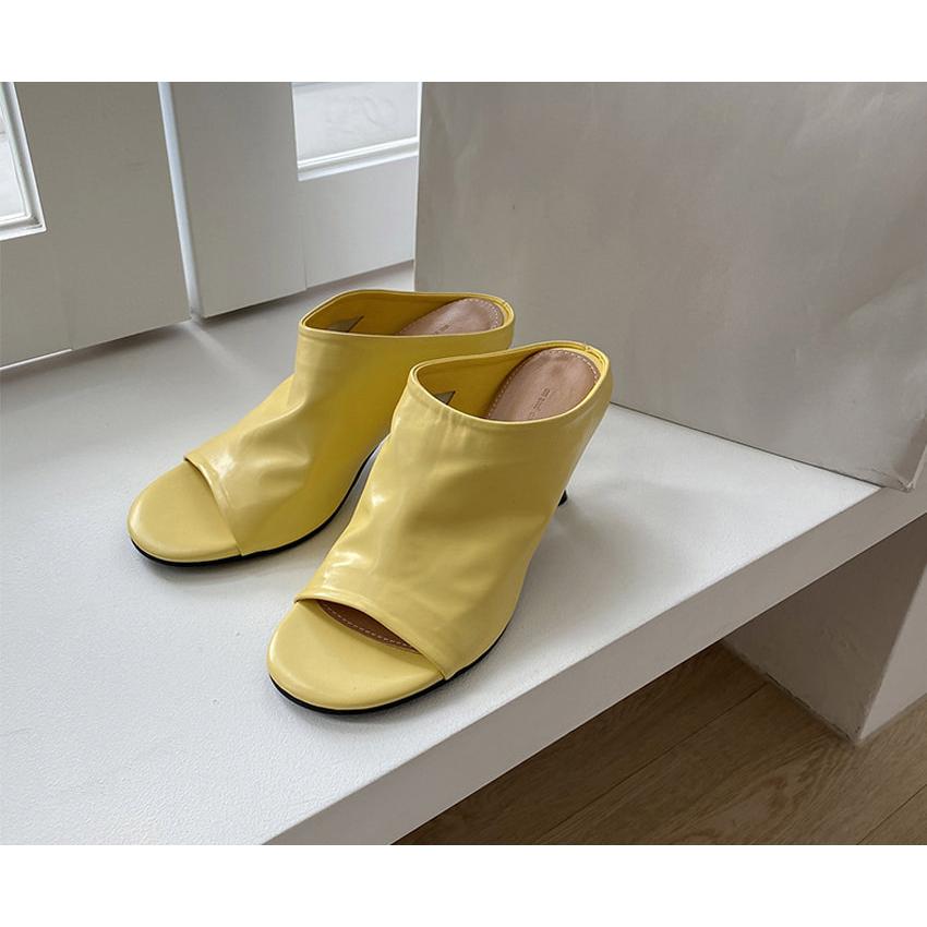 ミュール サンダル レディース ハイヒール 黒 茶色 黄色 ブラック