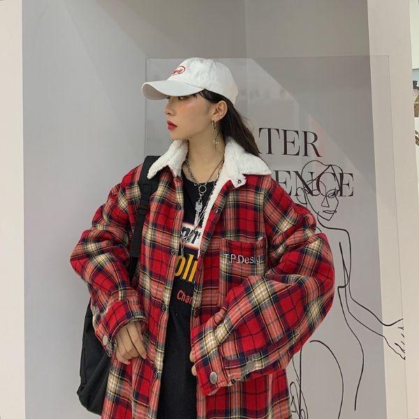 リバーシブル ジャケット ブルゾン コート チェック柄 ボア レディース