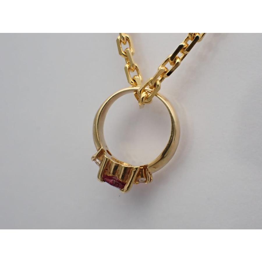 K18 イエローゴールド ルビー ダイヤ ペンダントトップ ベビーリング