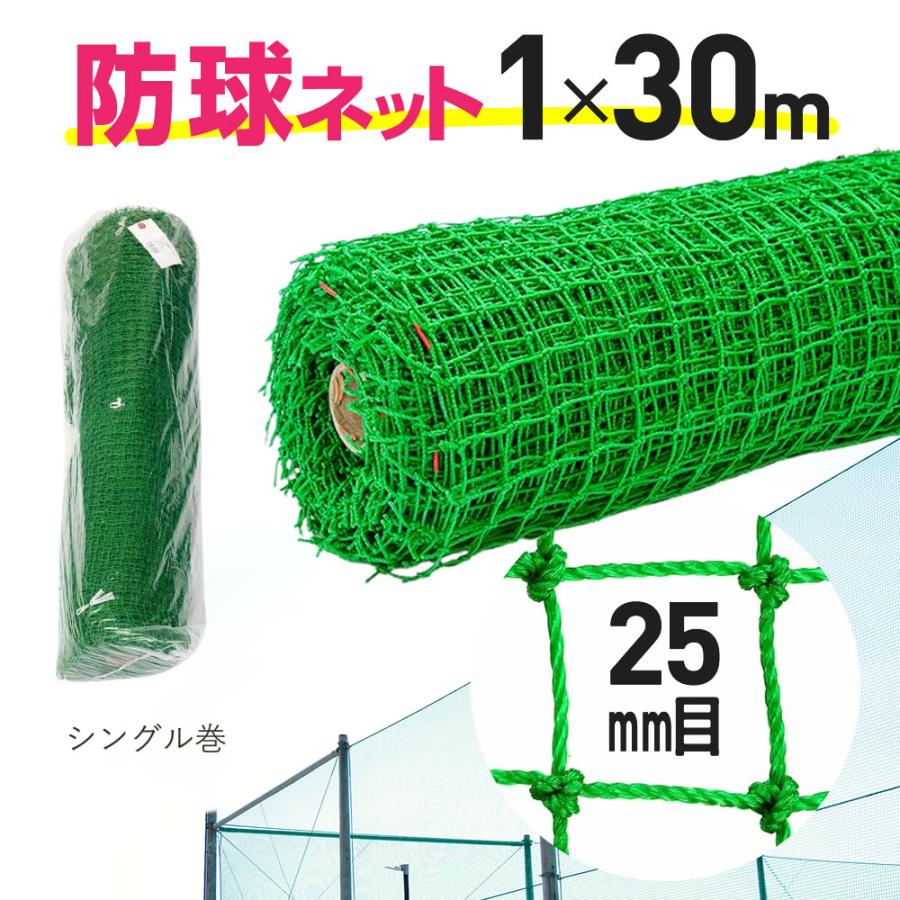 ダイオ 公式 防球ネット ロール 25mm角目 1m×30m 緑 ポリ有結