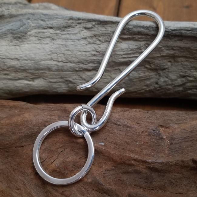 svp-36 シルバー925 手曲げ S字キーチェーン キーリング付き