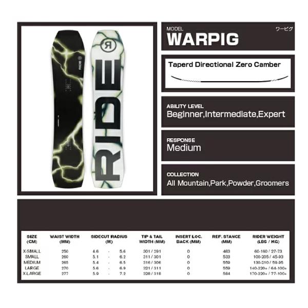 24-25 【 RIDE 】 ライド WARPIG ワーピグ 148cm 正規販売店 : DROPS