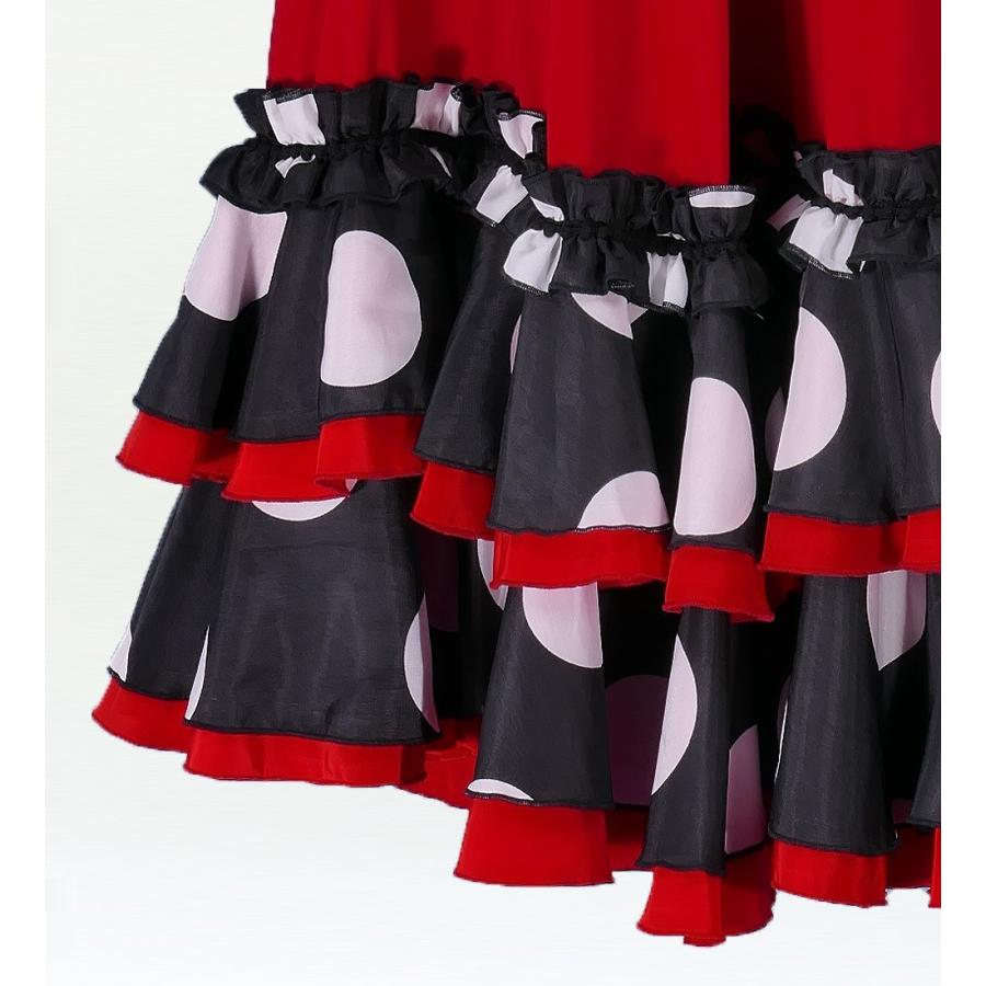 フラメンコ 水玉フリル ファルダスカート レッド フリーサイズ 2035r