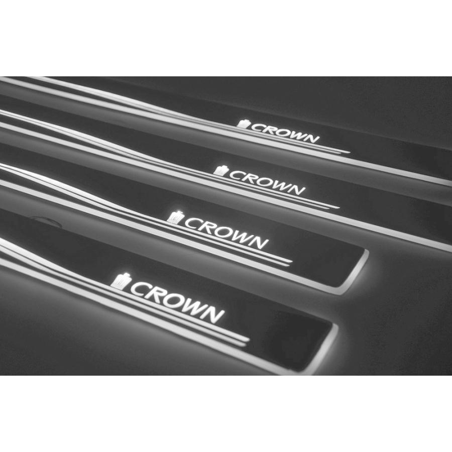 クラウン スカッフプレート 光って流れる LED ブルー 青 4枚