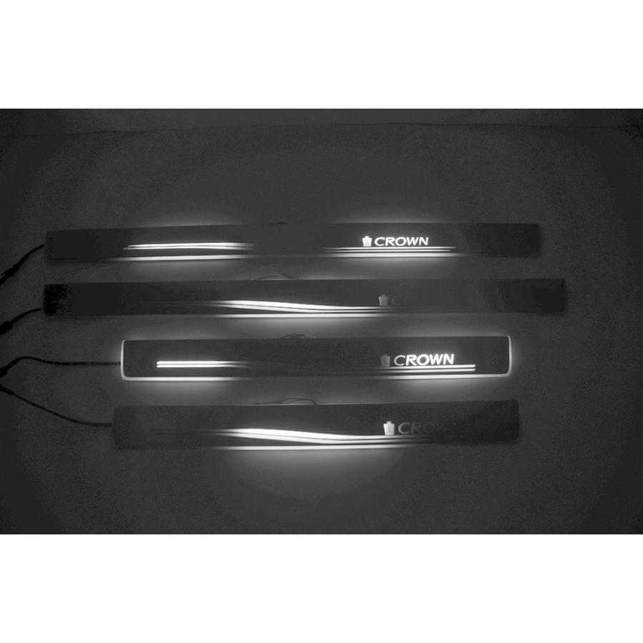 クラウン スカッフプレート 光って流れる LED ブルー 青 4枚