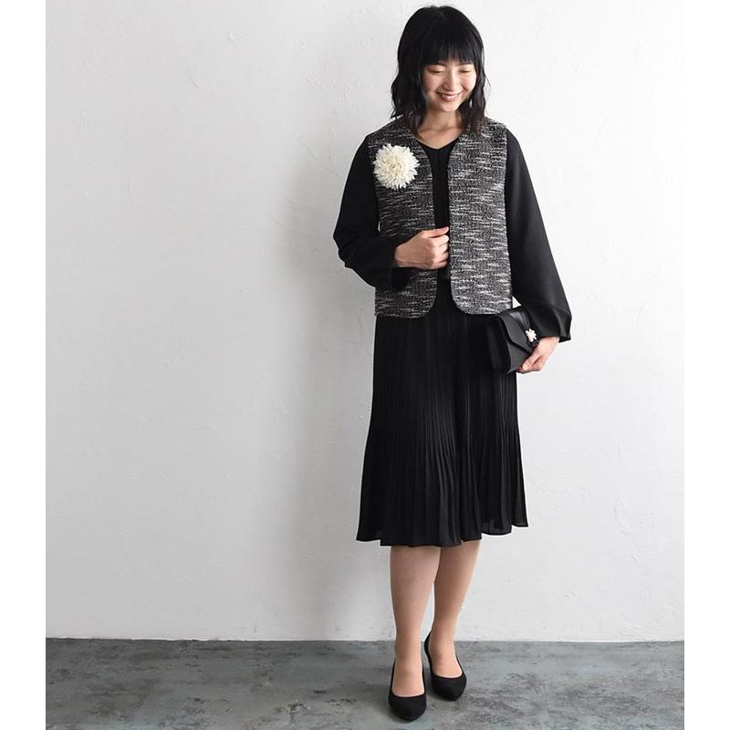 入学式 服装 ママ フォーマルスーツ ノーカラージャケット