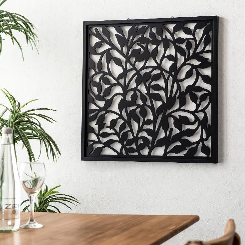 アートパネル 壁掛け レリーフ 木製 約60×60cm リーフ 植物 壁飾り