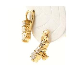 トリロジーピアス ダイヤモンド 0.3ct リボン スリーストーン k18