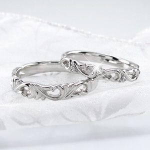 ペアリング プラチナ 900 ダイヤモンド 指輪 マリッジ 結婚 透かし