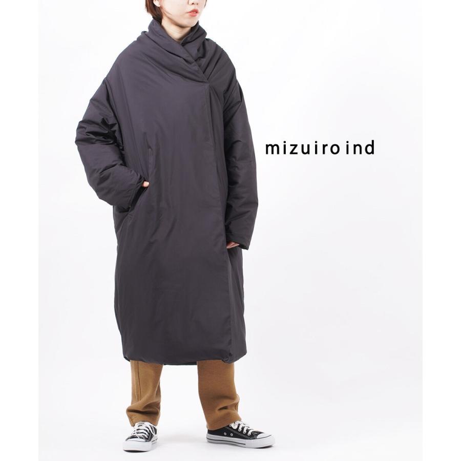 ミズイロインド ロングダウンコート drape down coat ドレープダウン