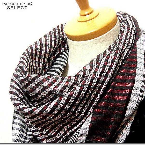 EVERSOUL ストール メンズ レディース ラメ 大判 アフガンストール