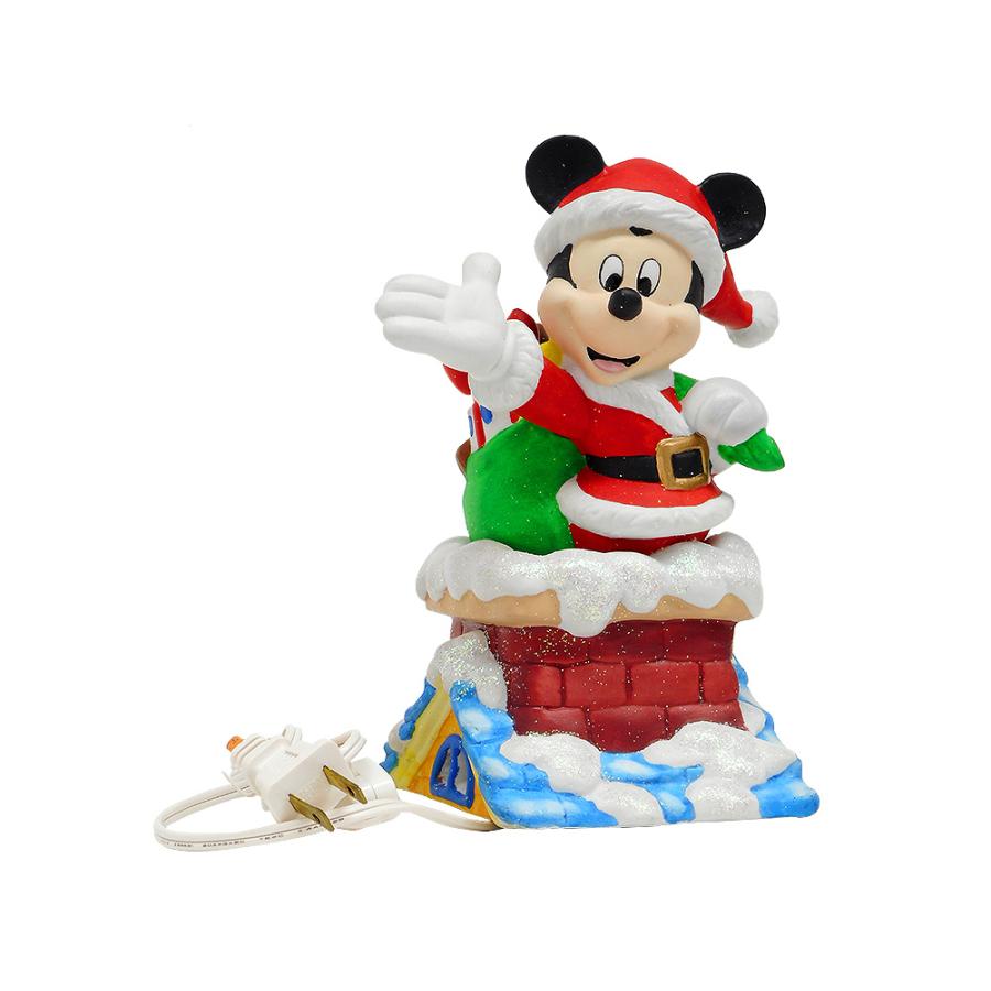 ミッキー サンタ 煙突に入る ライトアップ ビスク フィギュア エネスコ
