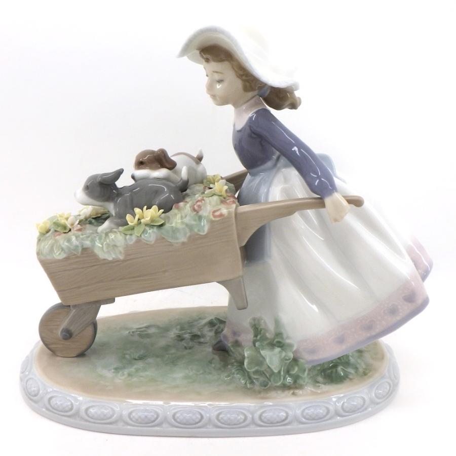 リヤドロ 「乗せてあげる」 #5460 少女 花車 犬 陶器 人形 Lladro
