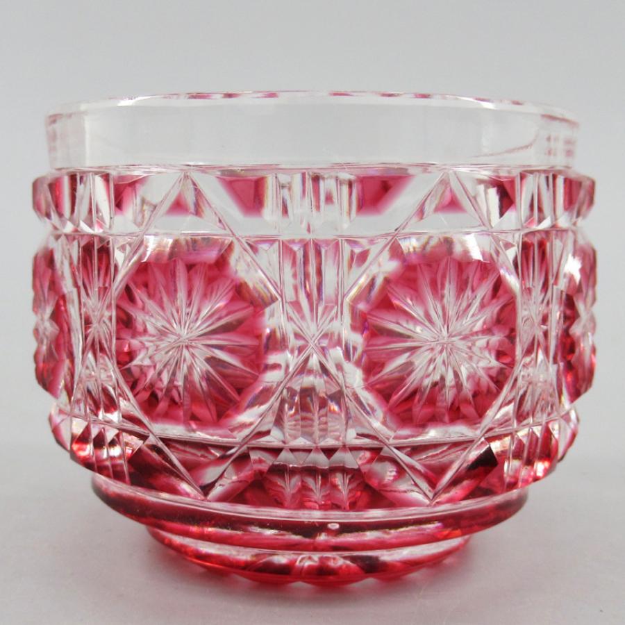 黒木国昭作 猪口 薩摩切子 ぐい呑み 青被せガラス 共箱付 江戸切子