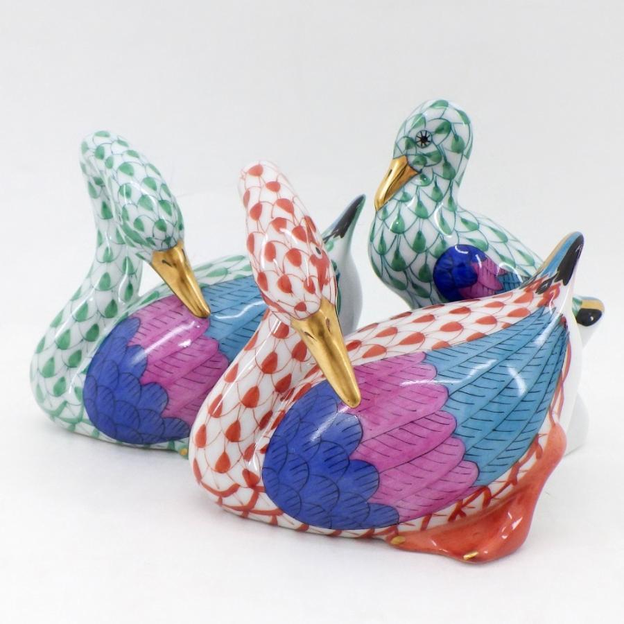 berusaヘレンド【美品・箱入り】フィッシュネットブルー〘2羽のアヒル