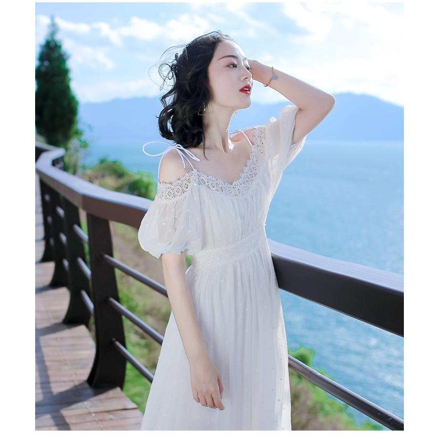 新品 サマードレス レディース リゾート ビーチ ロング丈 ホワイト