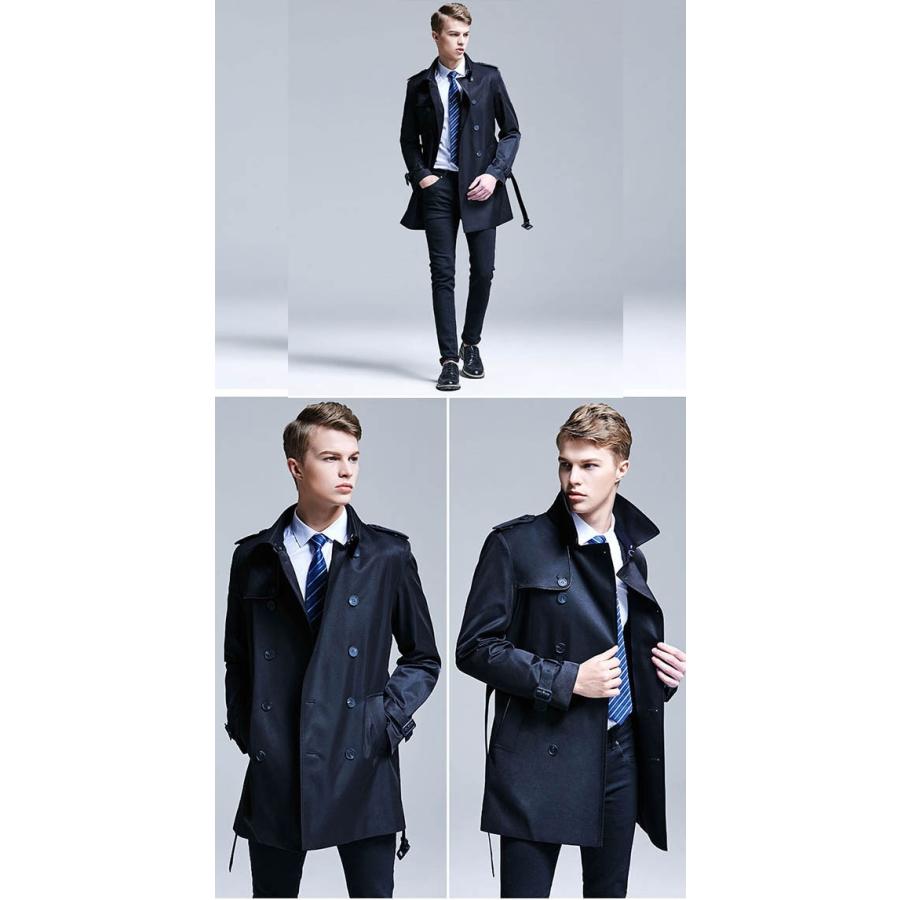 トレンチコート メンズ 男性用 ベルト付 コート 欧米風 黒 紳士