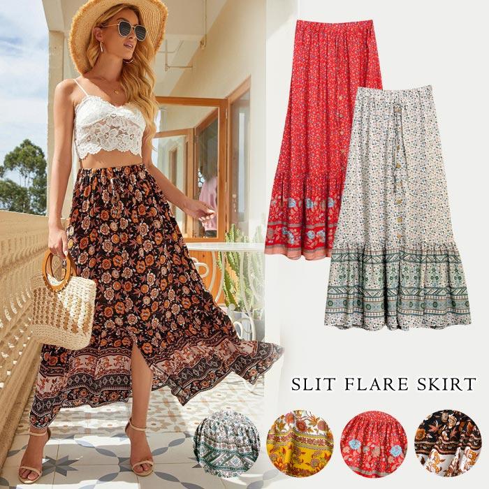 KOEISTORE（コウエイストア） スカート レディースロング 秋冬 黒 花柄