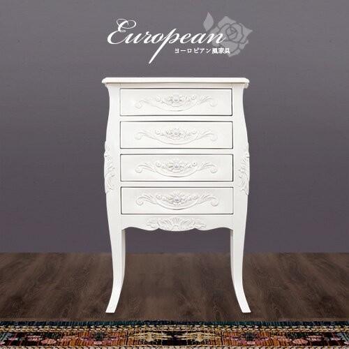 チェスト 4段 ヨーロピアン 木製 アンティーク風 猫脚 ネコ脚 姫家具