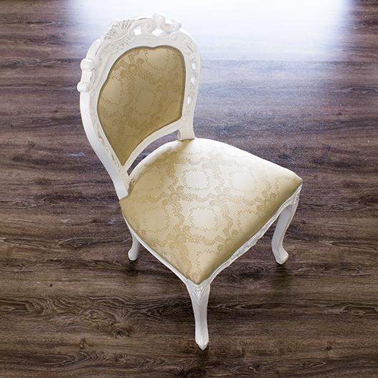 チェアー 椅子 アンティーク ひじ無し 猫脚 ホワイト 白 姫家具