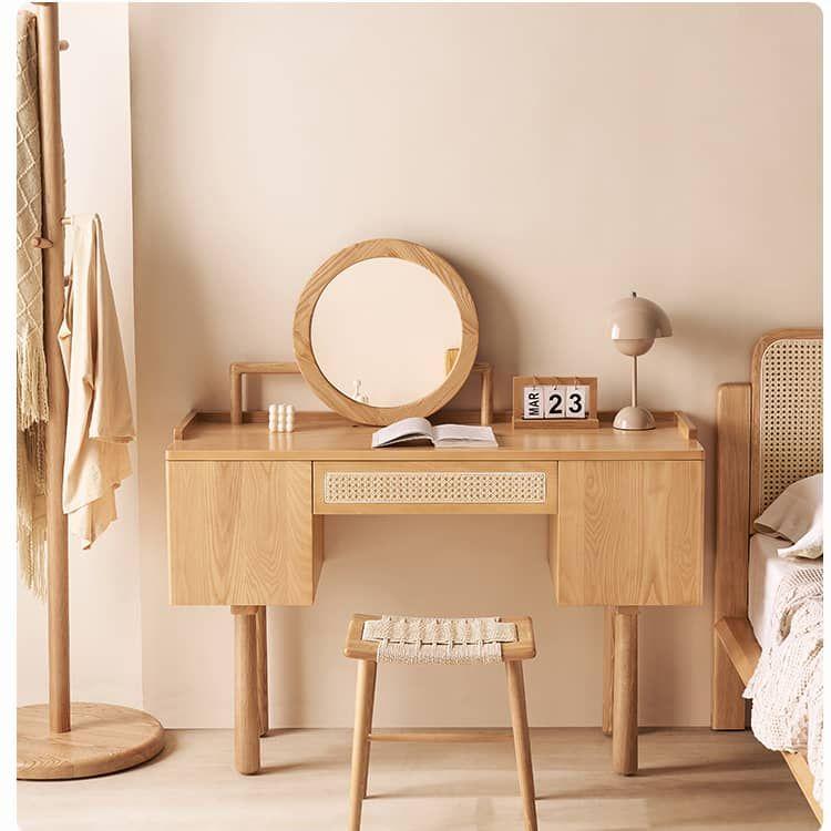 幅120cm」ドレッサー 化粧台 ラタン 収納付き 引き出し付き ナチュラル