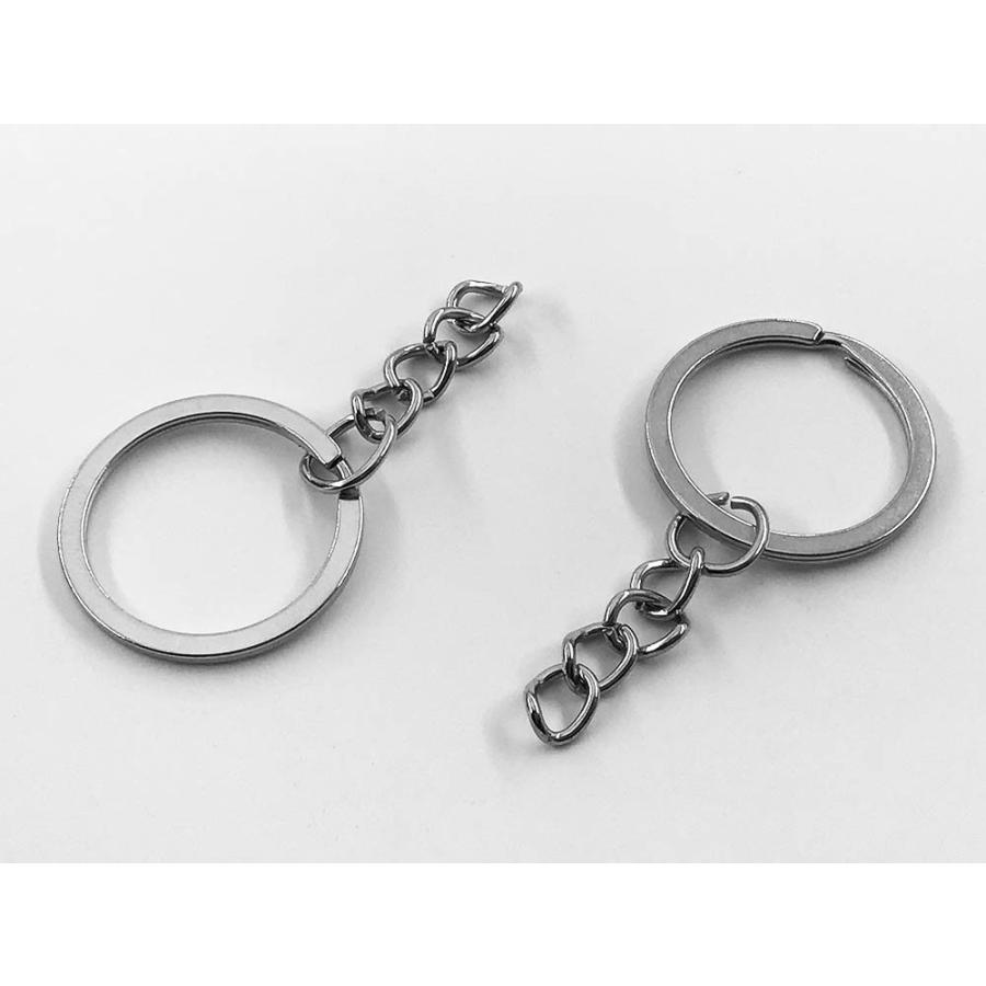 平 キーリング 25mm シルバー 50個 丸カン チェーン付き 銀色 二重
