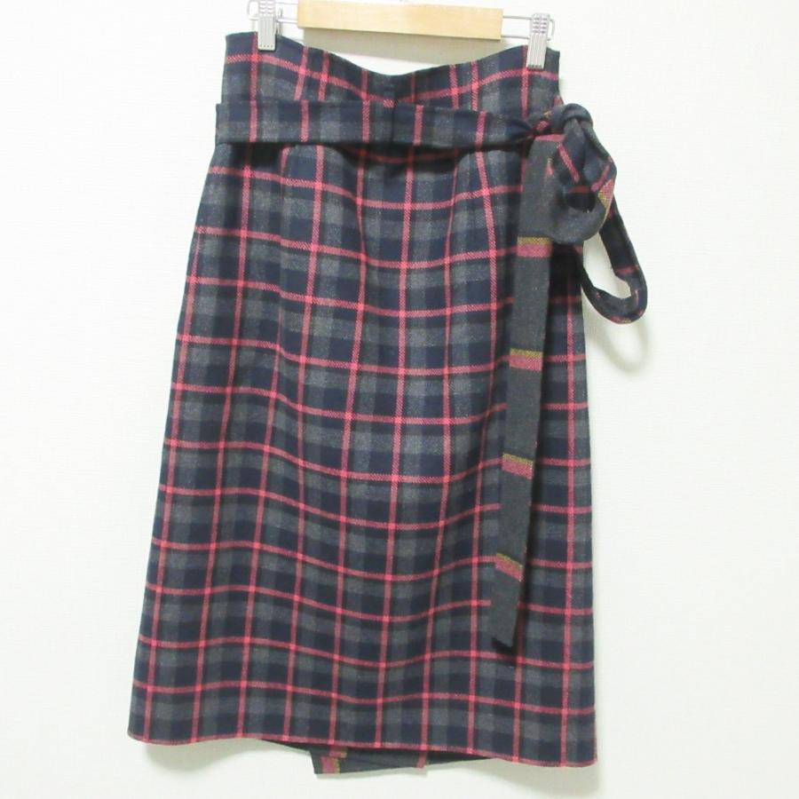 ま*様 DRAWER（ドゥロワー） チェックギャザースカート レッド