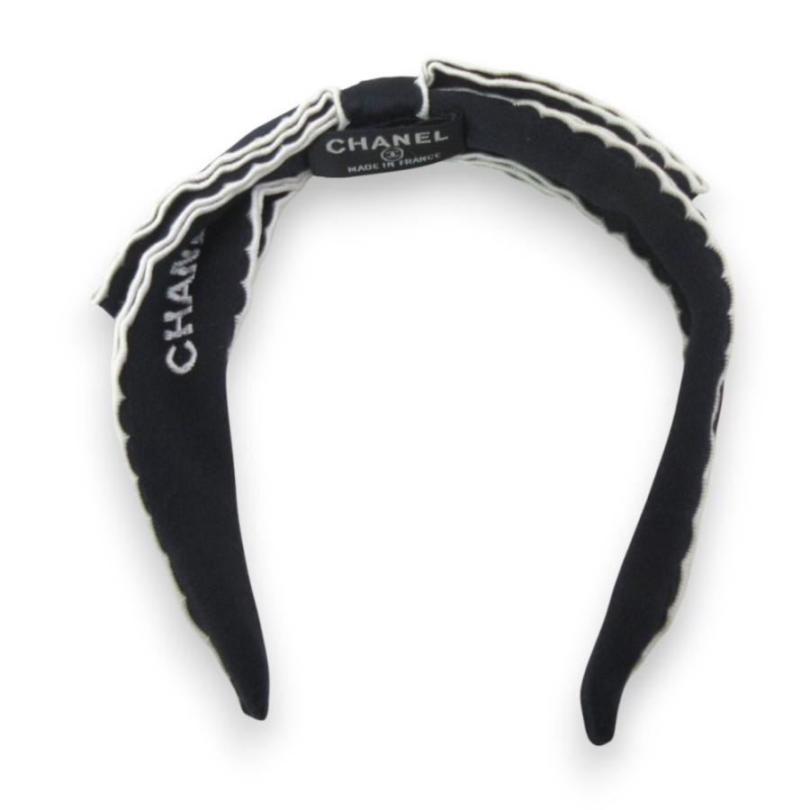 CHANEL（シャネル） 美品 リボン ロゴ刺繍 カチューシャ ヘア
