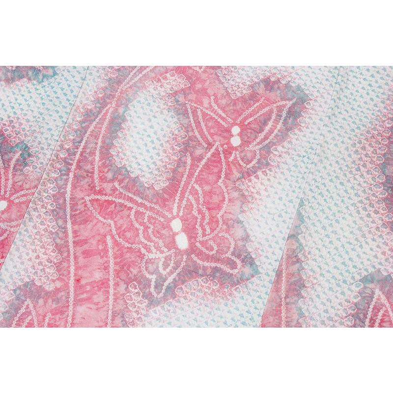 浴衣 本場有松絞り ピンク ミントグリーン 蝶 蝶々 木綿 伝統工芸品